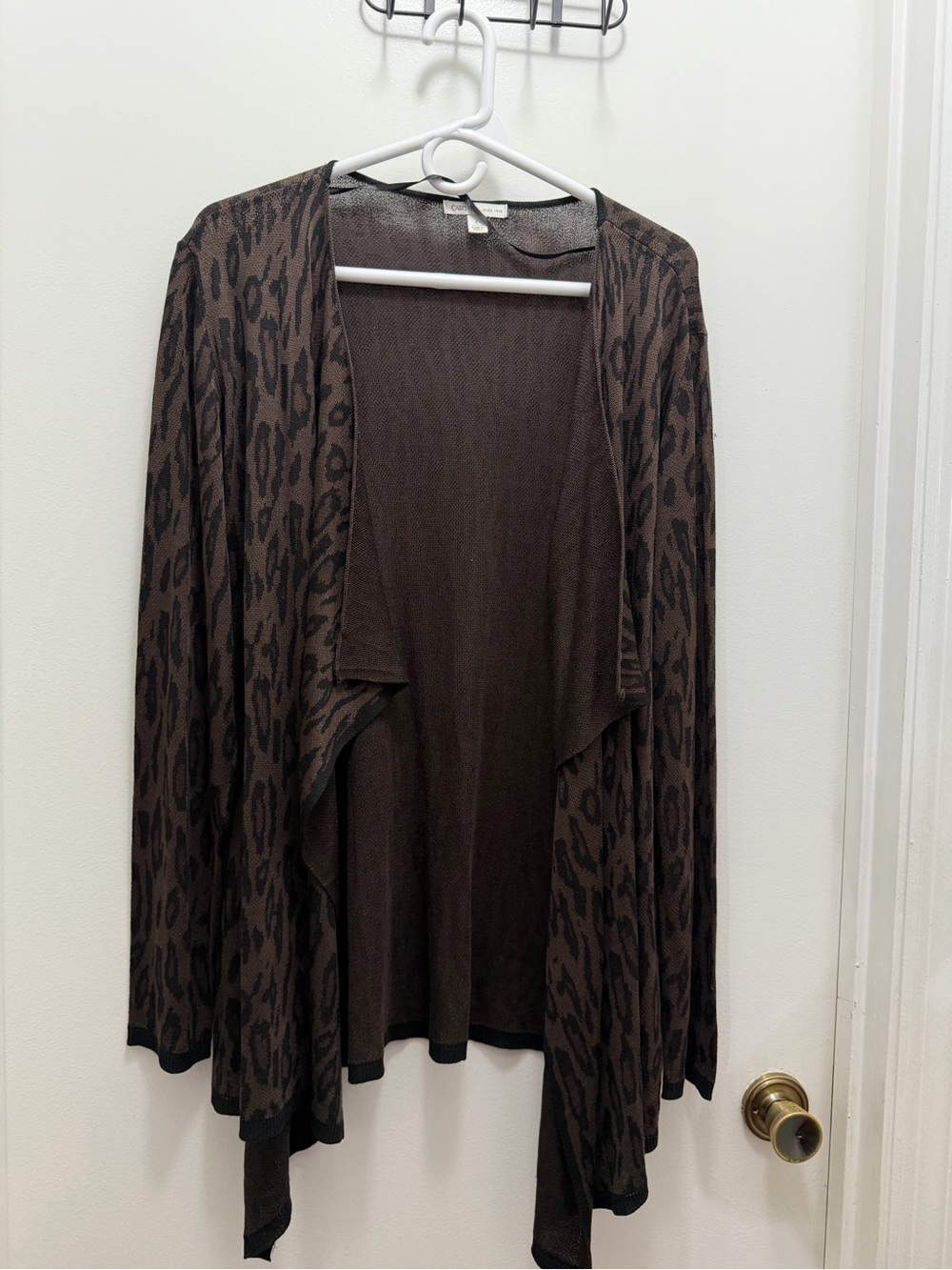Cato Brown Leopard-Print Open Front Cardigan